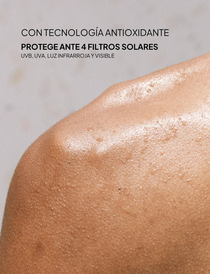 Sun Secure Eau Solaire SPF50+ 100ml te protege ante 4 filtros solares: UVB, UVA, luz infrarroja y visible
