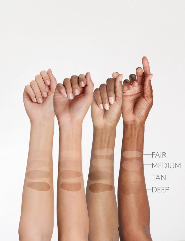 Diferentes tonos de piel con Colorescience Sunforgettable Total Protection Flex Tan SPF50 aplicado